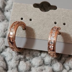 Rose gold mini hoops